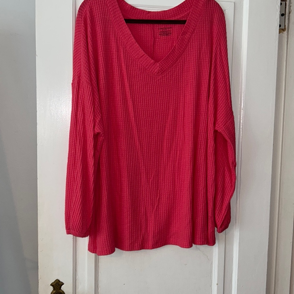 Waffle weave top. Lane Bryant. Watermelon pink